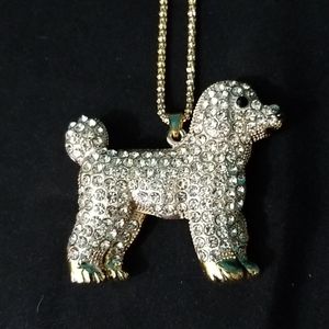 Betsey Johnson White Glittery Dog Necklace